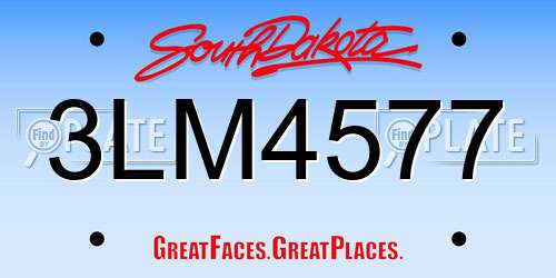 3LM4577 South Dakota License Plate