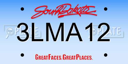 3LMA12 South Dakota License Plate