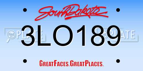 3LO189 South Dakota License Plate