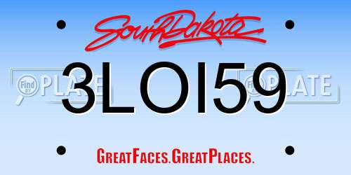 3LOI59 South Dakota License Plate