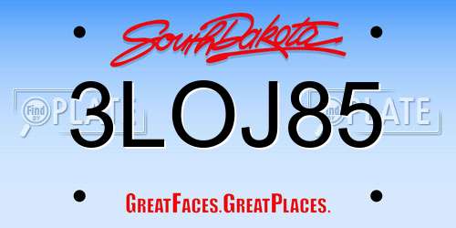 3LOJ85 South Dakota License Plate
