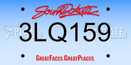 3LQ159 South Dakota License Plate