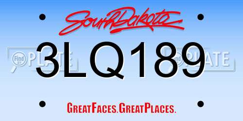 3LQ189 South Dakota License Plate