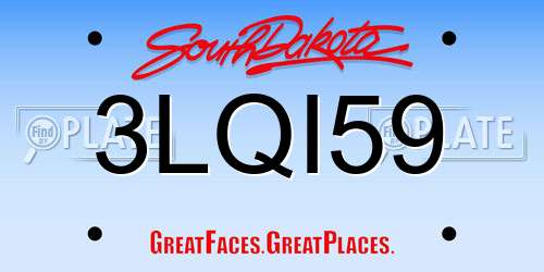 3LQI59 South Dakota License Plate