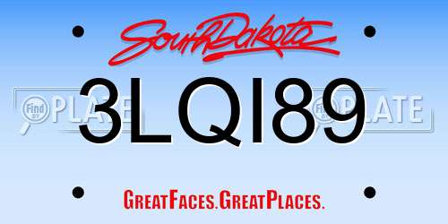 3LQI89 South Dakota License Plate