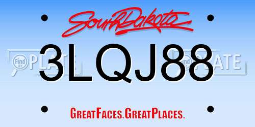3LQJ88 South Dakota License Plate
