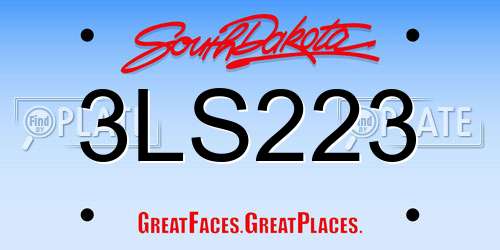 3LS223 South Dakota License Plate