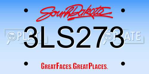 3LS273 South Dakota License Plate