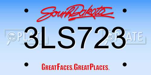 3LS723 South Dakota License Plate