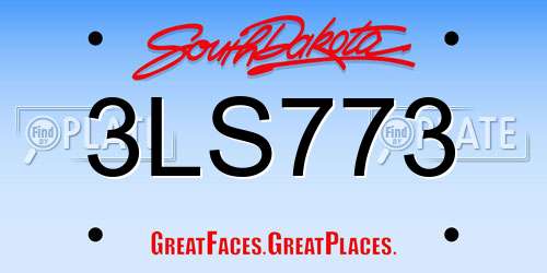 3LS773 South Dakota License Plate
