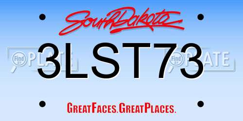 3LST73 South Dakota License Plate