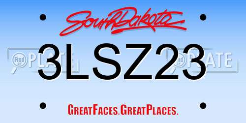 3LSZ23 South Dakota License Plate