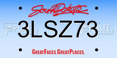 3LSZ73 South Dakota License Plate