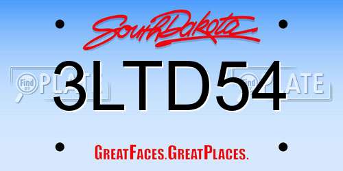 3LTD54 South Dakota License Plate