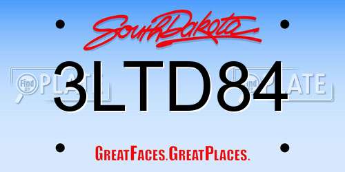 3LTD84 South Dakota License Plate