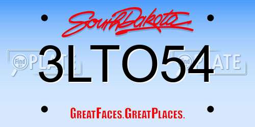 3LTO54 South Dakota License Plate