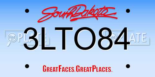 3LTO84 South Dakota License Plate