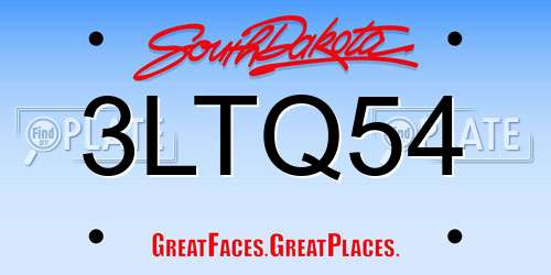 3LTQ54 South Dakota License Plate