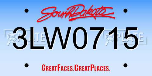 3LW0715 South Dakota License Plate