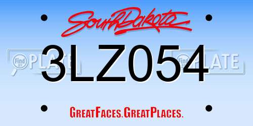 3LZ054 South Dakota License Plate