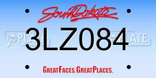3LZ084 South Dakota License Plate