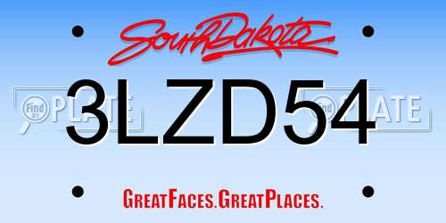 3LZD54 South Dakota License Plate