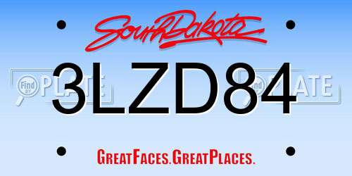 3LZD84 South Dakota License Plate