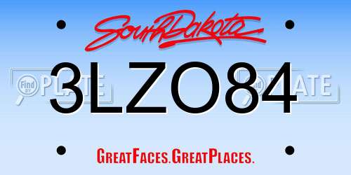 3LZO84 South Dakota License Plate