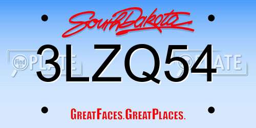 3LZQ54 South Dakota License Plate