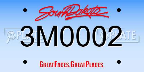 3M0002 South Dakota License Plate
