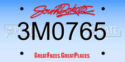 3M0765 South Dakota License Plate