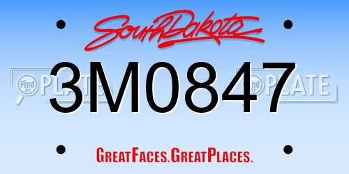 3M0847 South Dakota License Plate