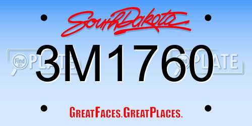 3M1760 South Dakota License Plate