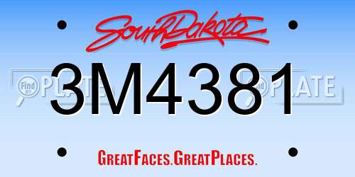 3M4381 South Dakota License Plate