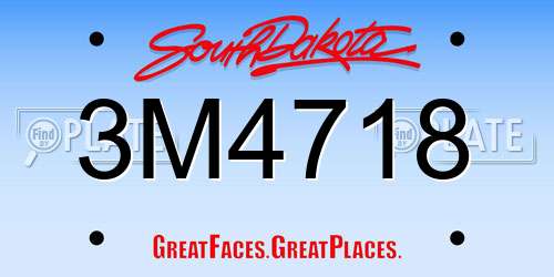 3M4718 South Dakota License Plate