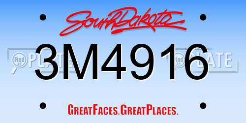 3M4916 South Dakota License Plate