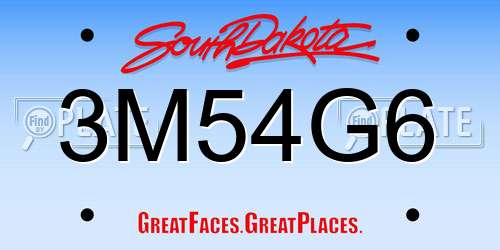 3M54G6 South Dakota License Plate