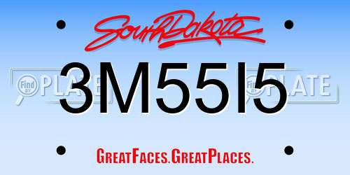 3M55I5 South Dakota License Plate