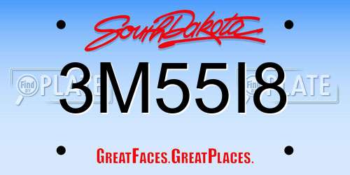3M55I8 South Dakota License Plate