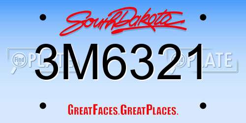 3M6321 South Dakota License Plate