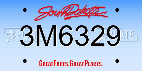 3M6329 South Dakota License Plate