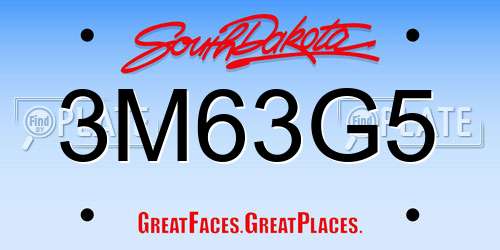 3M63G5 South Dakota License Plate