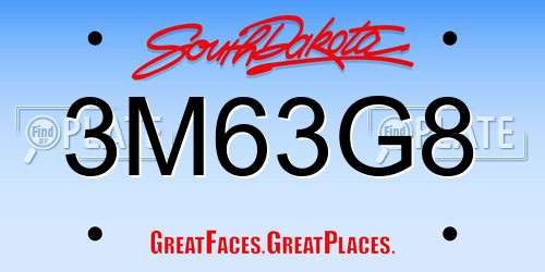 3M63G8 South Dakota License Plate