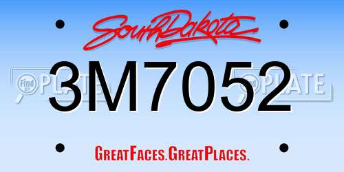 3M7052 South Dakota License Plate