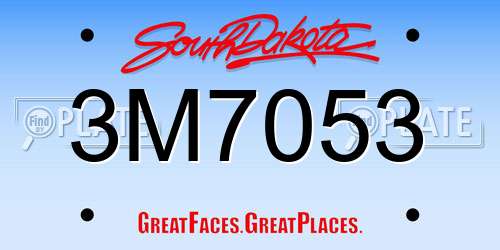 3M7053 South Dakota License Plate