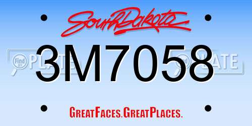 3M7058 South Dakota License Plate