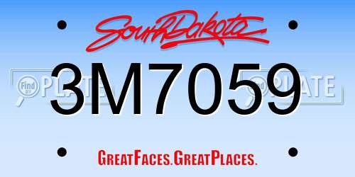 3M7059 South Dakota License Plate