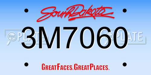 3M7060 South Dakota License Plate
