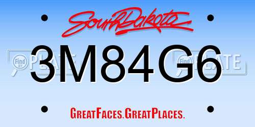 3M84G6 South Dakota License Plate