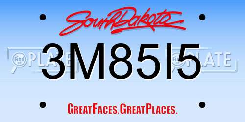 3M85I5 South Dakota License Plate